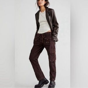 Free People Tahiti Corduroy Cargo Pants Dark Brown XS - Excellent